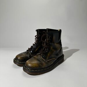 Vintage Dr. Martens Made In England Leather Brown Rub Off Lace Up Boots